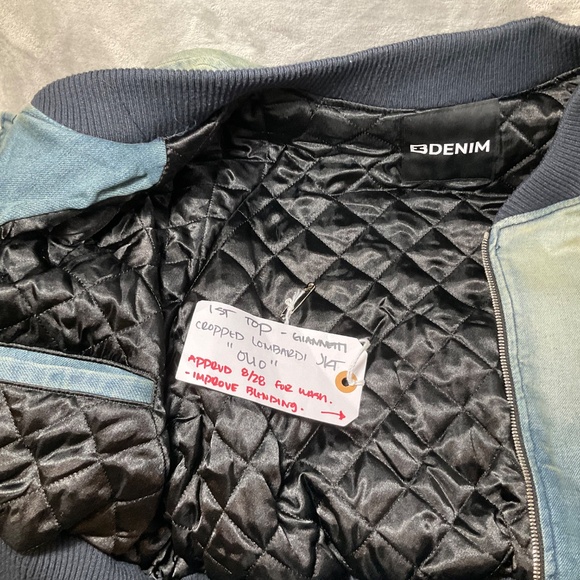 New EB Denim’s Lombardi Zip Cropped bomber jacket in colorway Olio (Blue Ombre) - Picture 6 of 6